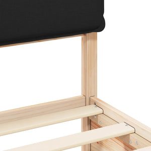 Sängram med Klädd Huvudgavel Svart 180 x 200 cm Massiv furu