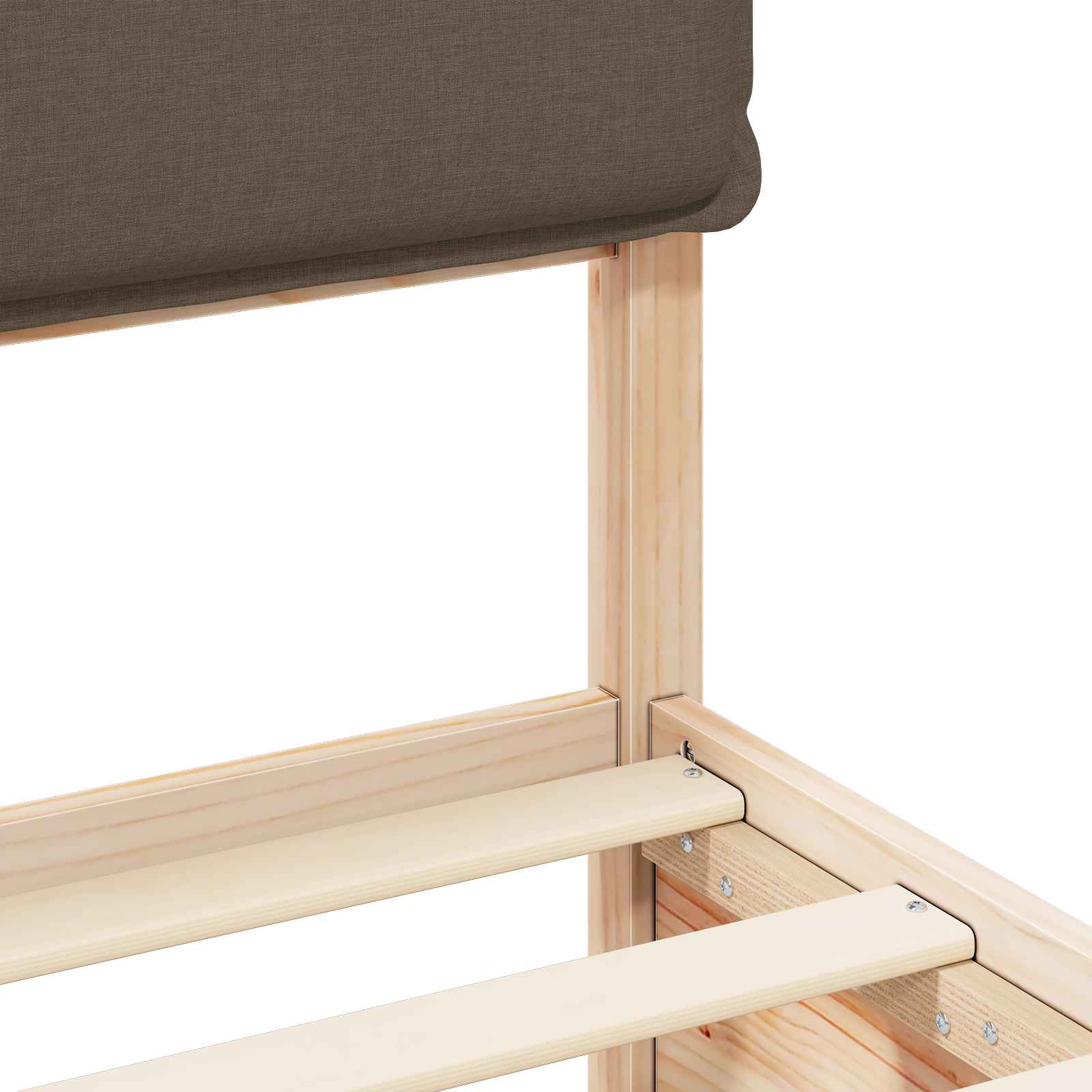 Sängram med Klädd Huvudgavel Taupe 180 x 200 cm Massiv furu