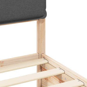 Sängram med Klädd Huvudgavel Mörkgrå 150 x 200 cm Massiv furu