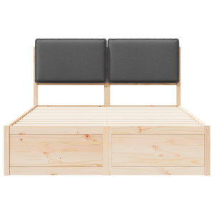 Sängram med Klädd Huvudgavel Mörkgrå 150 x 200 cm Massiv furu