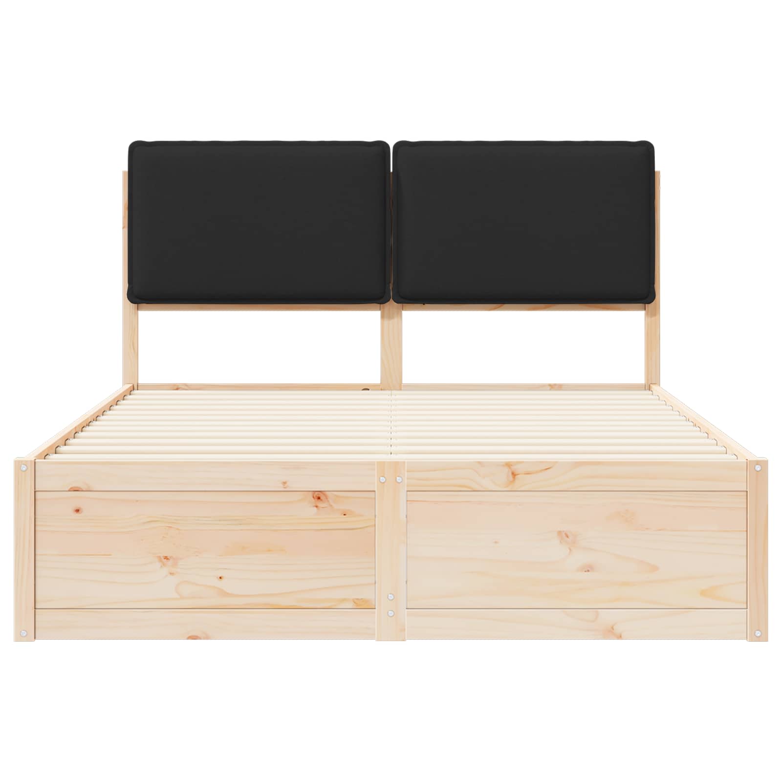 Sängram med Klädd Huvudgavel Svart 150 x 200 cm Massiv furu