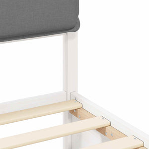 Sängram med Klädd Huvudgavel Ljusgrå 140 x 200 cm Massiv furu