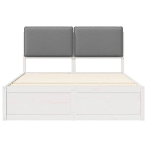 Sängram med Klädd Huvudgavel Ljusgrå 140 x 200 cm Massiv furu