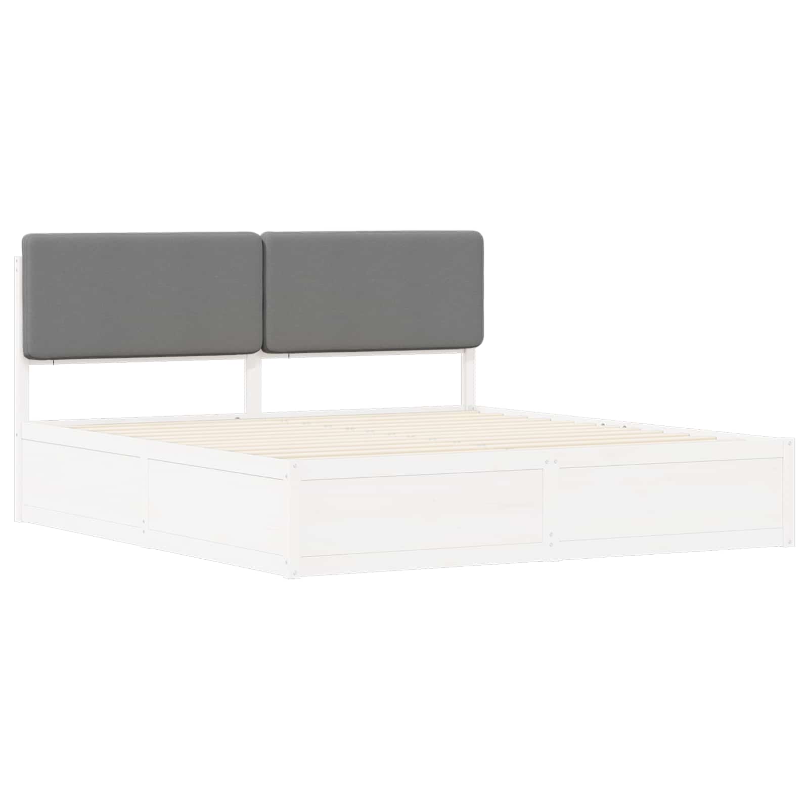 Sängram med Klädd Huvudgavel Ljusgrå 200 x 200 cm Massiv furu