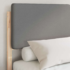 Sängram med Klädd Huvudgavel Ljusgrå 160 x 200 cm Massiv furu