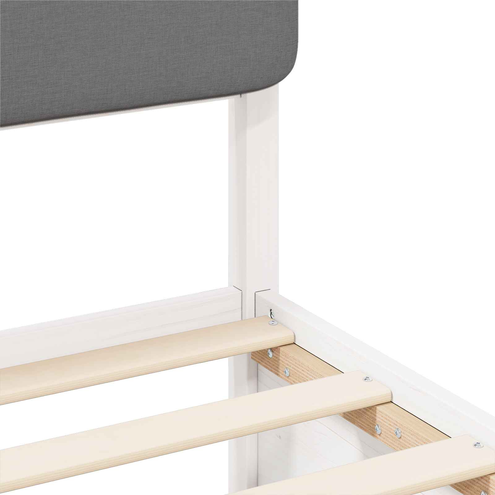 Sängram med Klädd Huvudgavel Ljusgrå 150 x 200 cm Massiv furu