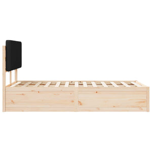 Sängram med Klädd Huvudgavel Svart 140 x 190 cm Massiv furu