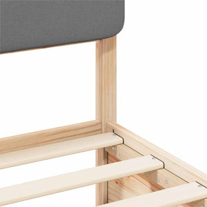 Sängram med Klädd Huvudgavel Ljusgrå 135 x 190 cm Massiv furu