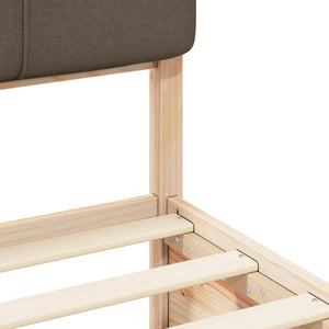 Sängram med Klädd Huvudgavel Taupe 200 x 200 cm Massiv furu