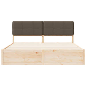 Sängram med Klädd Huvudgavel Taupe 200 x 200 cm Massiv furu