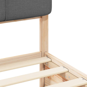 Sängram med Klädd Huvudgavel Mörkgrå 180 x 200 cm Massiv furu