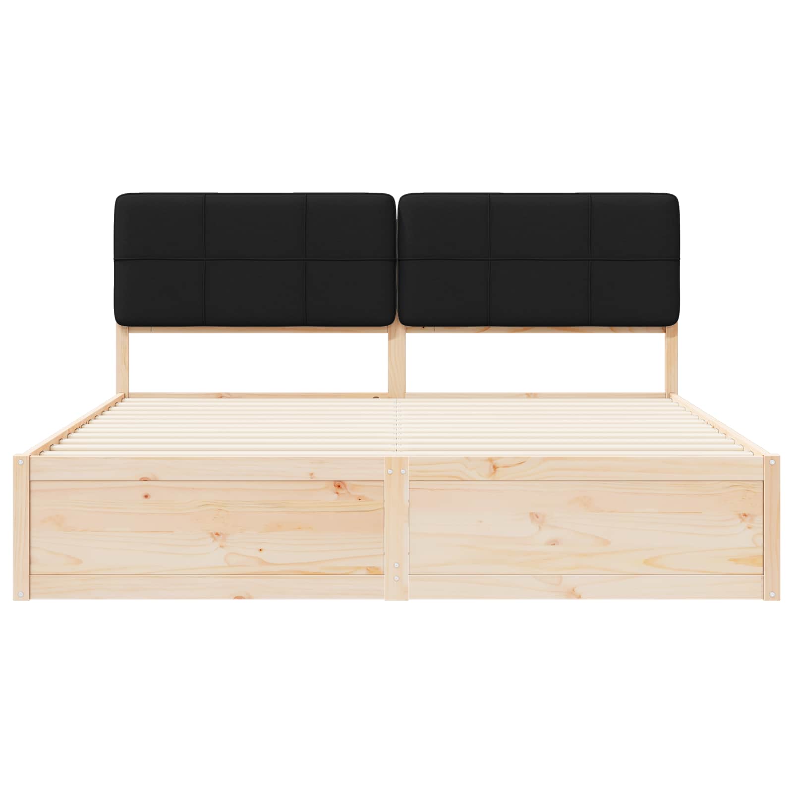 Sängram med Klädd Huvudgavel Svart 180 x 200 cm Massiv furu