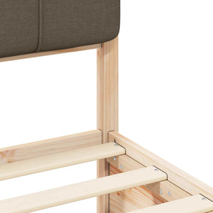 Sängram med Klädd Huvudgavel Taupe 140 x 200 cm Massiv furu