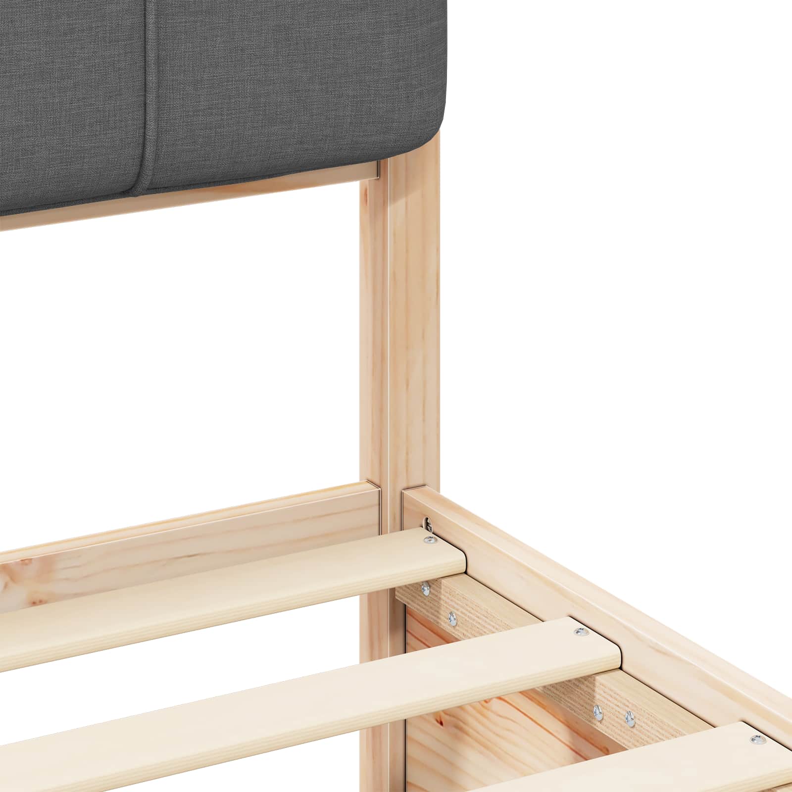 Sängram med Klädd Huvudgavel Mörkgrå 140 x 190 cm Massiv furu