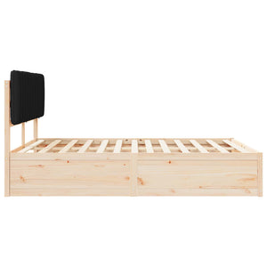 Sängram med Klädd Huvudgavel Svart 160 x 200 cm Massiv furu