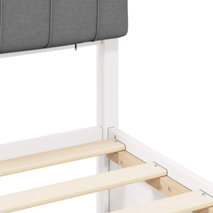 Sängram med Klädd Huvudgavel Ljusgrå 150 x 200 cm Massiv furu