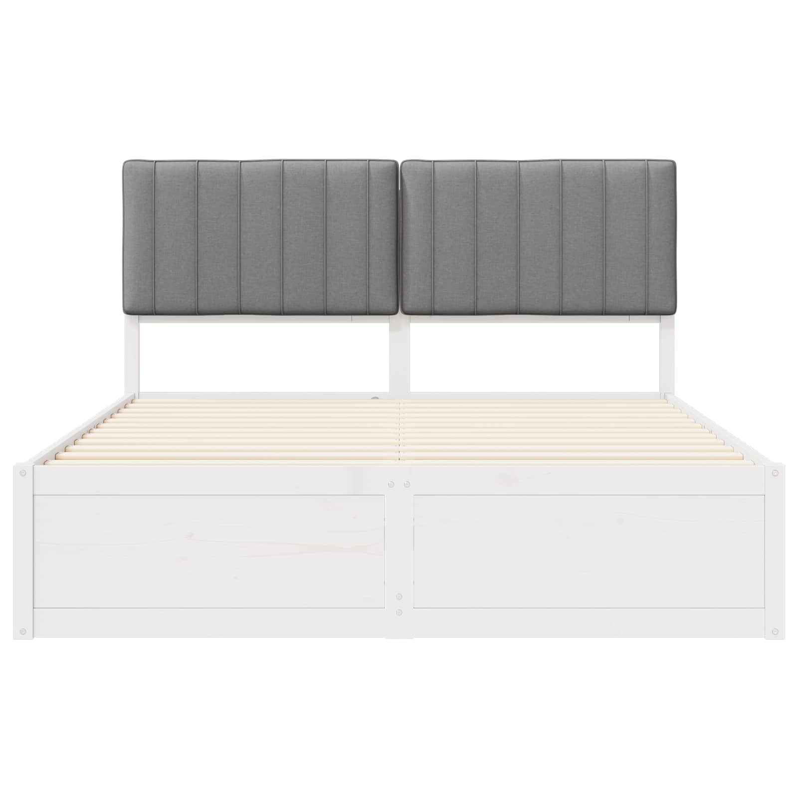 Sängram med Klädd Huvudgavel Ljusgrå 150 x 200 cm Massiv furu