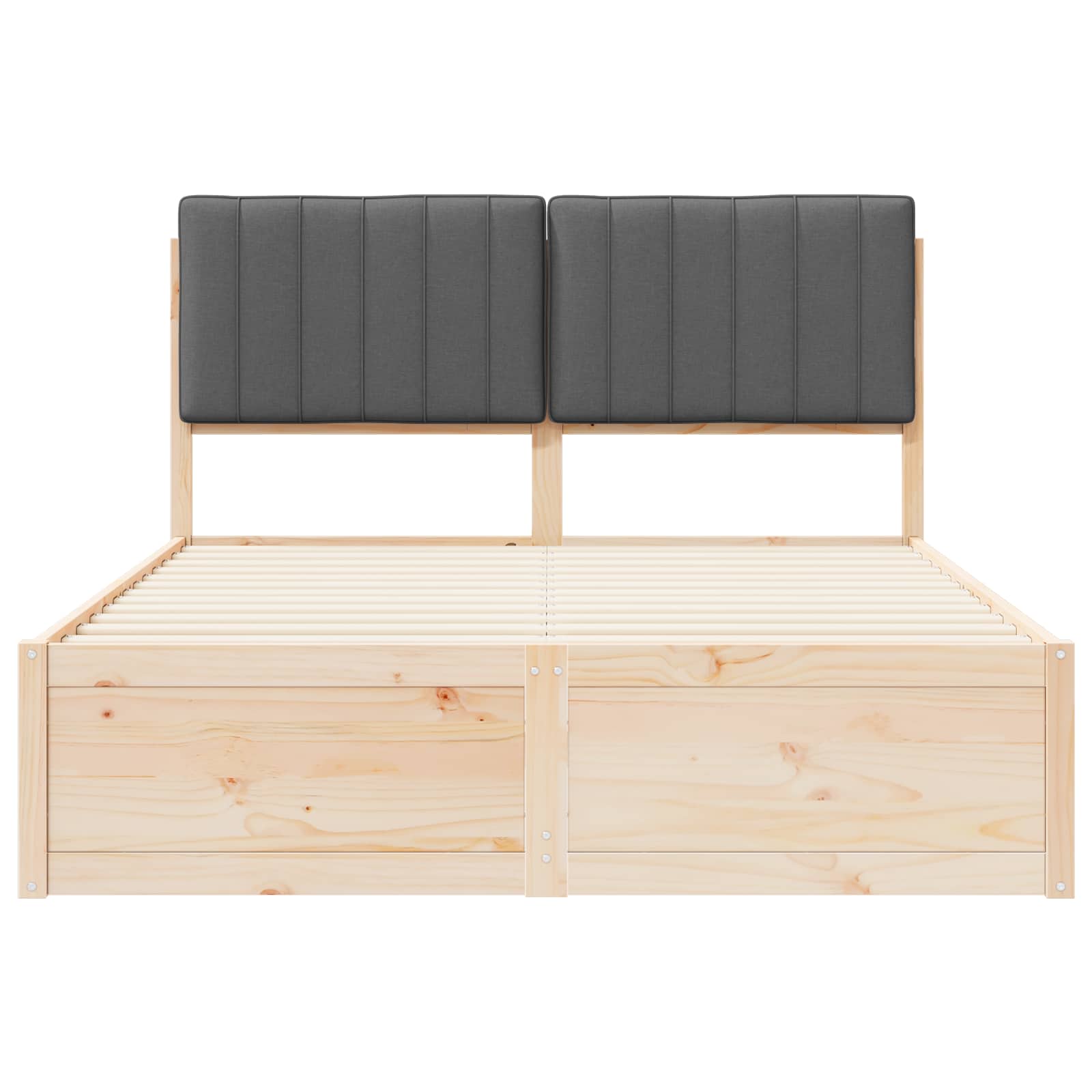 Sängram med Klädd Huvudgavel Mörkgrå 140 x 200 cm Massiv furu
