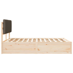 Sängram med Klädd Huvudgavel Taupe 135 x 190 cm Massiv furu