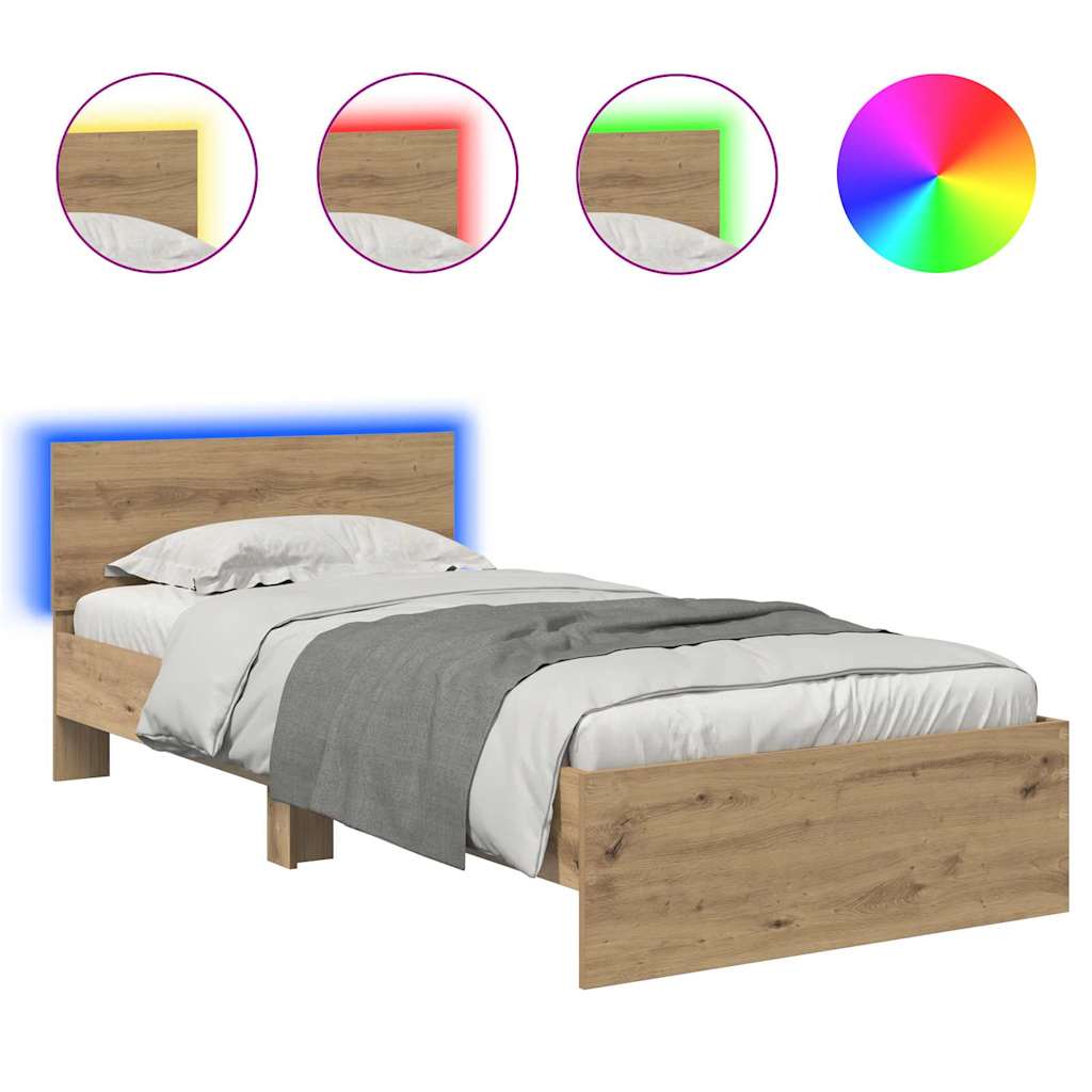 Sängram med huvudgavel Artisan Ek 90 x 200 cm Konstruerat trä