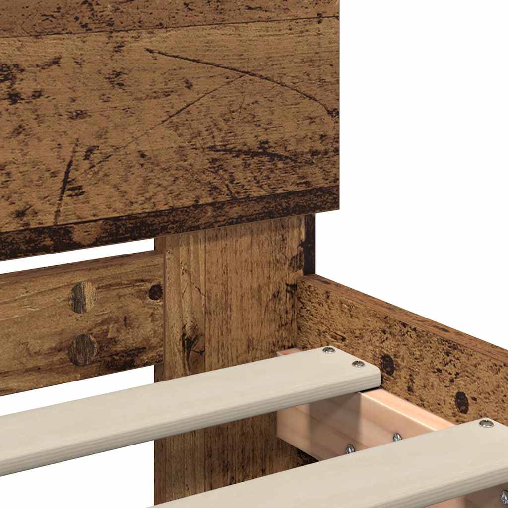 Sängram med huvudgavel Gammalt trä 75 x 190 cm Konstruerat trä