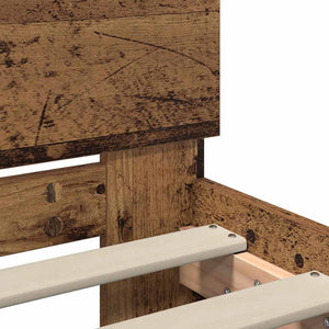 Sängram med huvudgavel Gammalt trä 75 x 190 cm Konstruerat trä