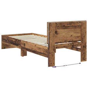 Sängram med huvudgavel Gammalt trä 75 x 190 cm Konstruerat trä