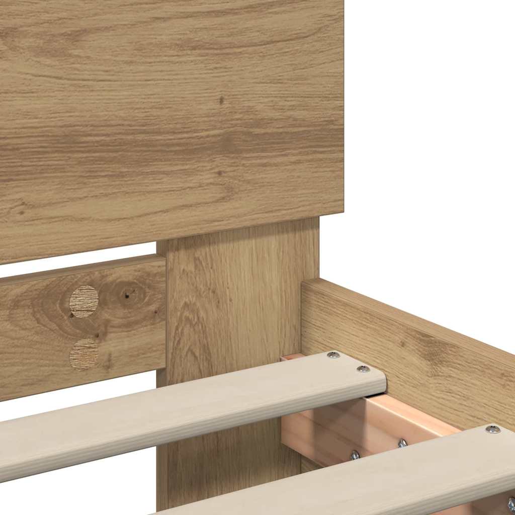 Sängram med huvudgavel Artisan Ek 75 x 190 cm Konstruerat trä