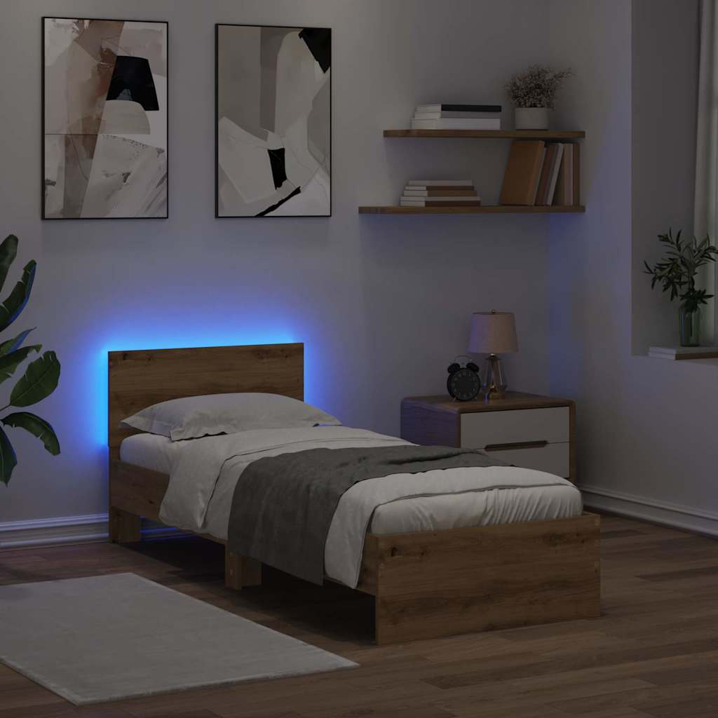 Sängram med huvudgavel Artisan Ek 75 x 190 cm Konstruerat trä