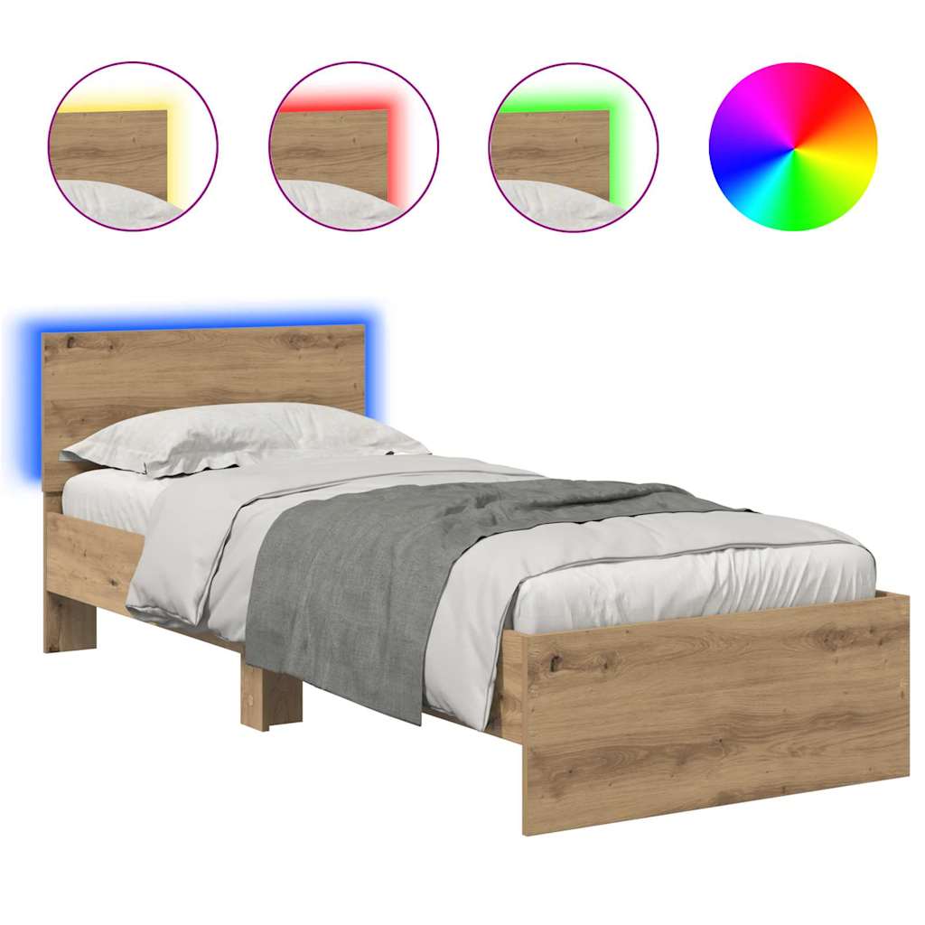 Sängram med huvudgavel Artisan Ek 75 x 190 cm Konstruerat trä