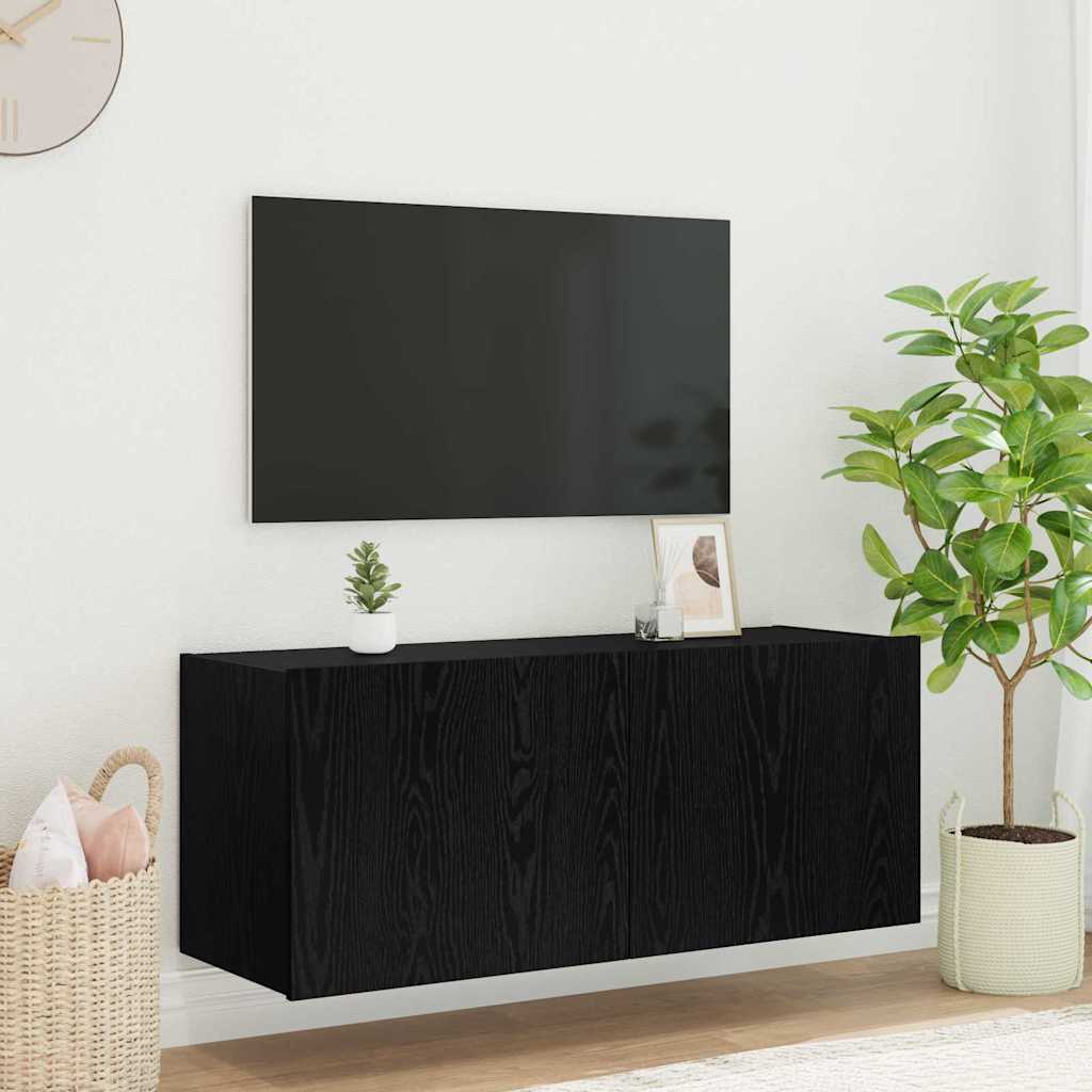 TV Vägghylla Svart Ek 100 x 35 x 41 cm Konstruerat trä