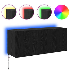 TV Vägghylla Svart Ek 100 x 35 x 41 cm Konstruerat trä