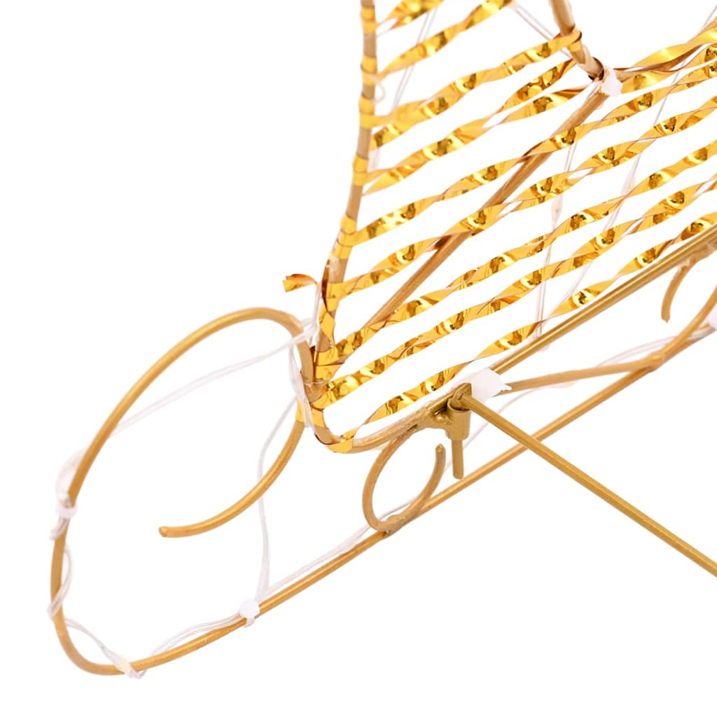 Ren Pull Släde med 160 LED-lampor Varmvit 30 x 12 x 55 cm PET