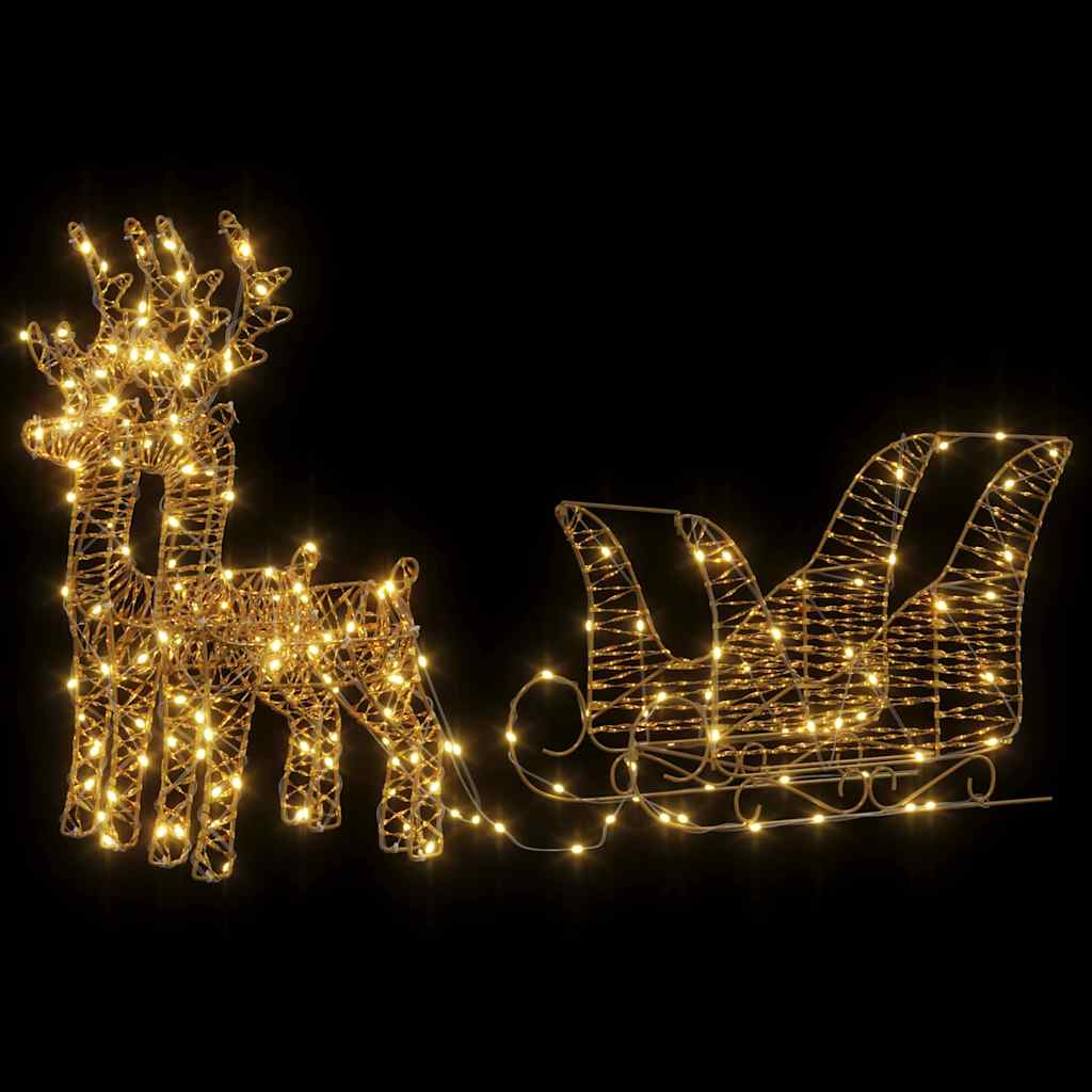 Ren Pull Släde med 160 LED-lampor Varmvit 30 x 12 x 55 cm PET