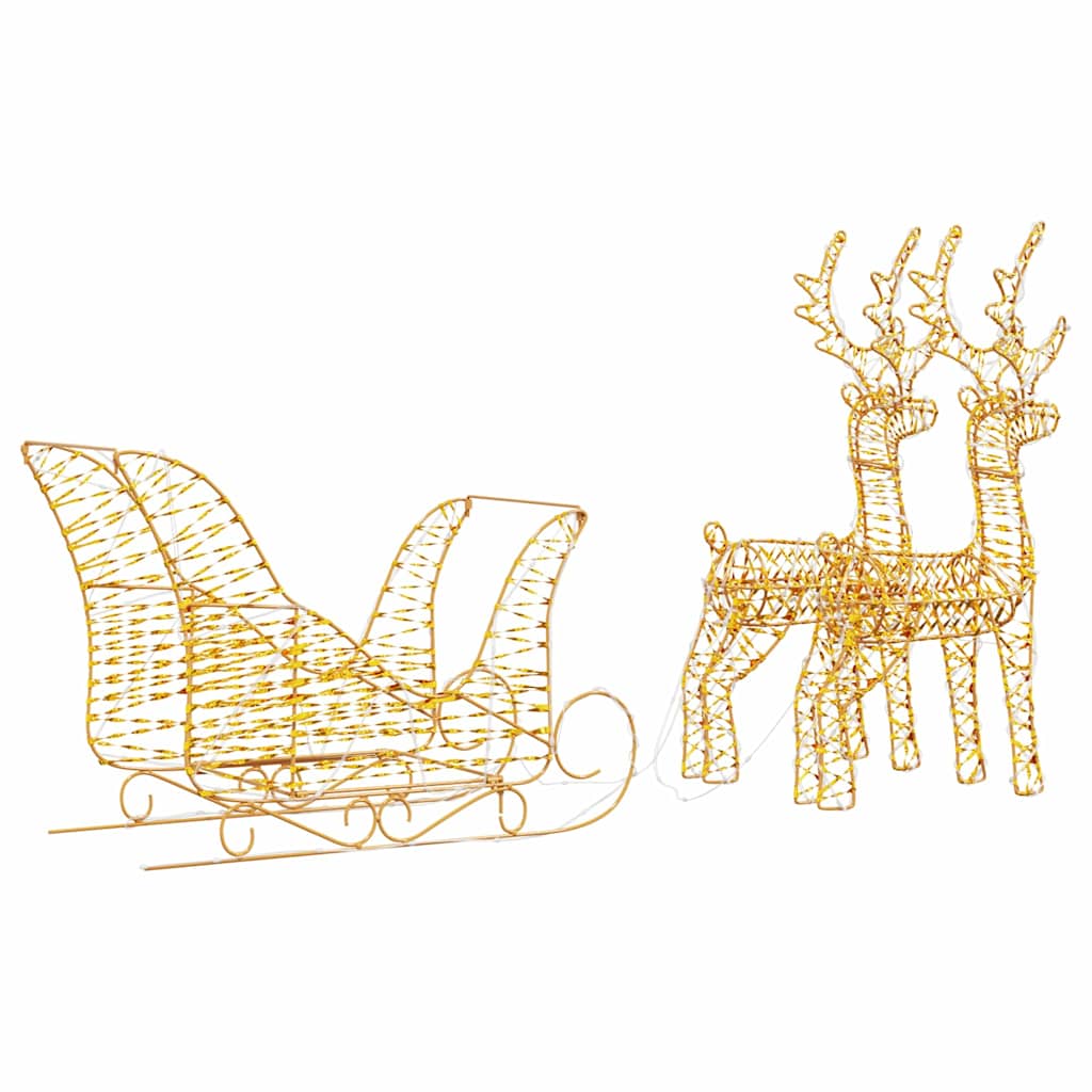 Ren Pull Släde med 160 LED-lampor Varmvit 30 x 12 x 55 cm PET