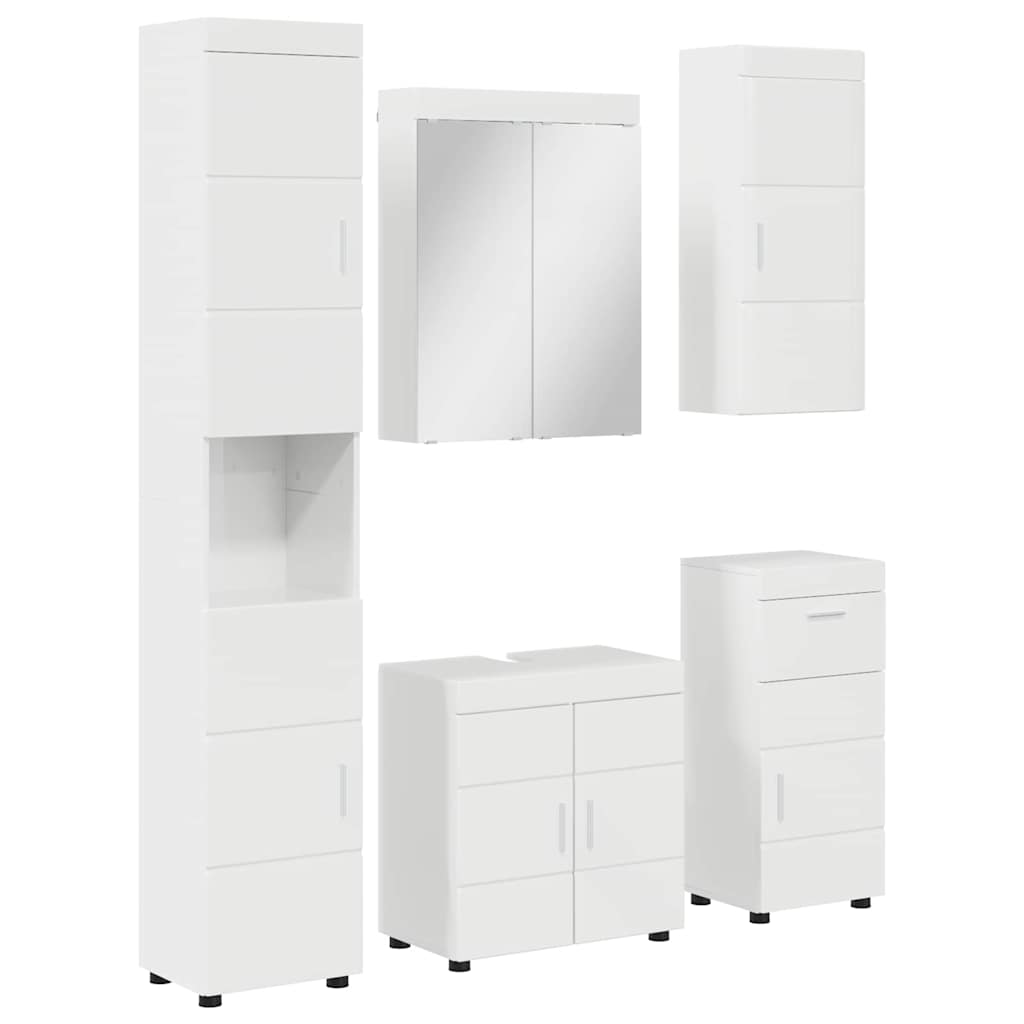Badrumsmöbelset TULUM 5 pcs Högblanka vita 60 x 34 x 63 cm