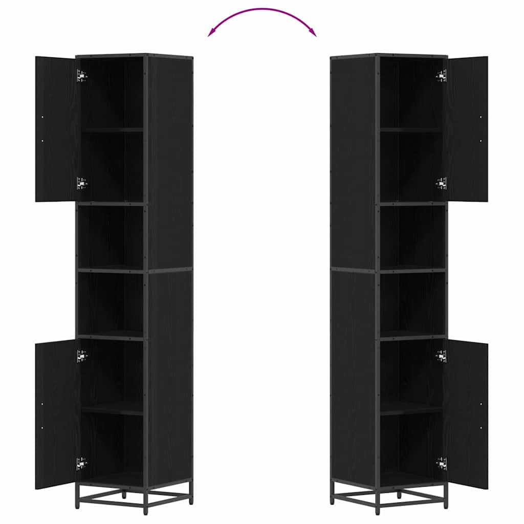 Badrumsmöbelset Svart Ek 35 x 37,5 x 188,5 cm Konstruerat trä