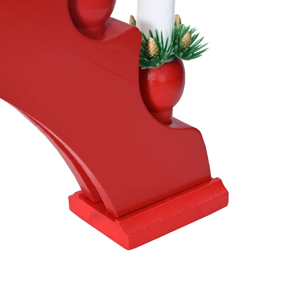 Julbåge med 10 LED-ljus Röd 47 x 5 x 29 cm Massiv furu