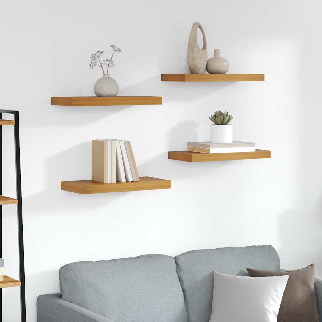 Vägg hylla 4 st Brun 50 x 23,5 x 3,8 cm Konstruerat trä