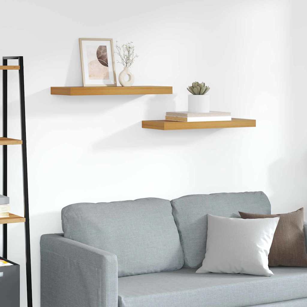 Vägg hylla 2 st Brun 60 x 23,5 x 3,8 cm Konstruerat trä