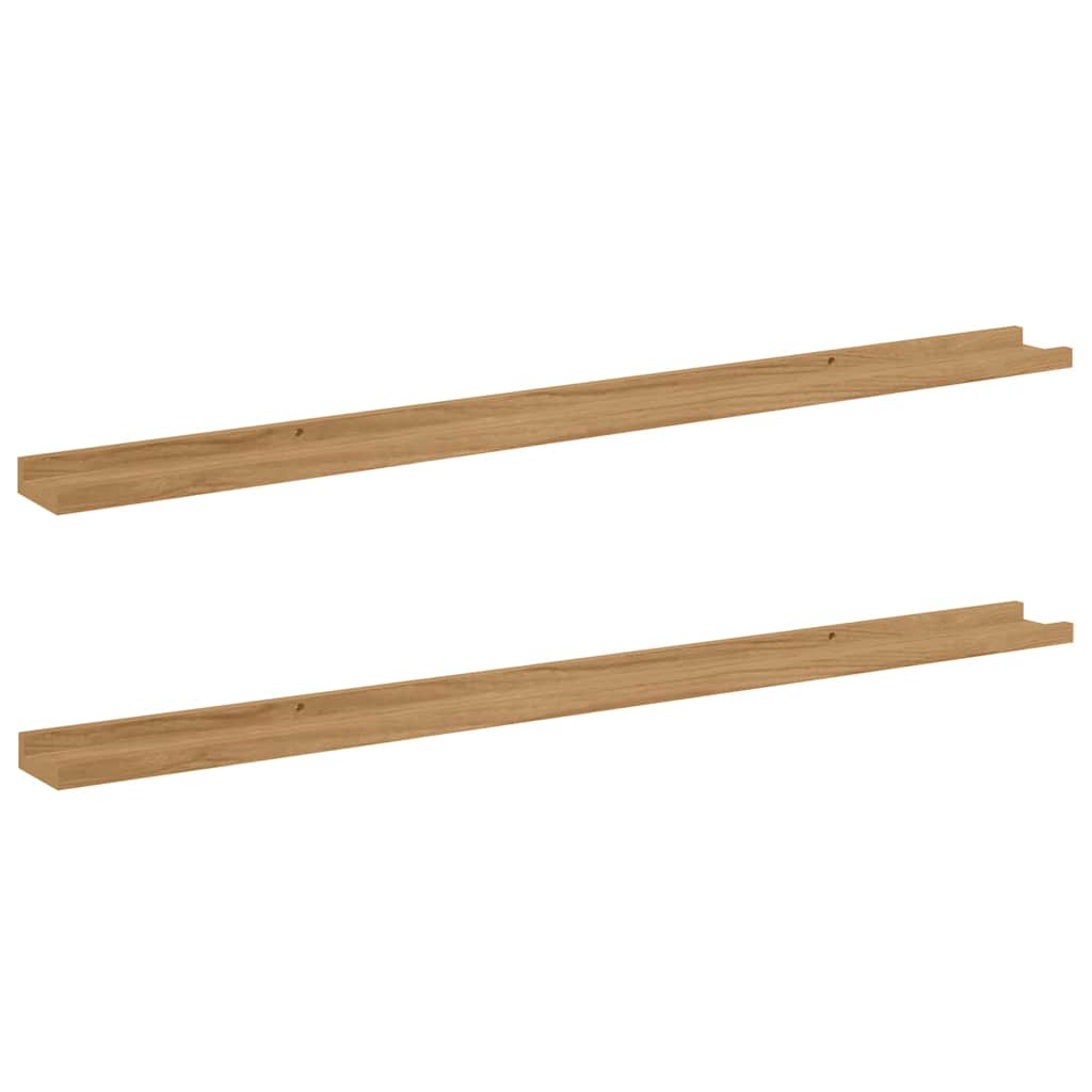 Vägg hylla 2 st Brun 115 x 9 x 3 cm Konstruerat trä