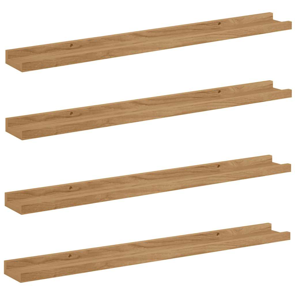 Vägg hylla 4 st Brun 80 x 9 x 3 cm Konstruerat trä