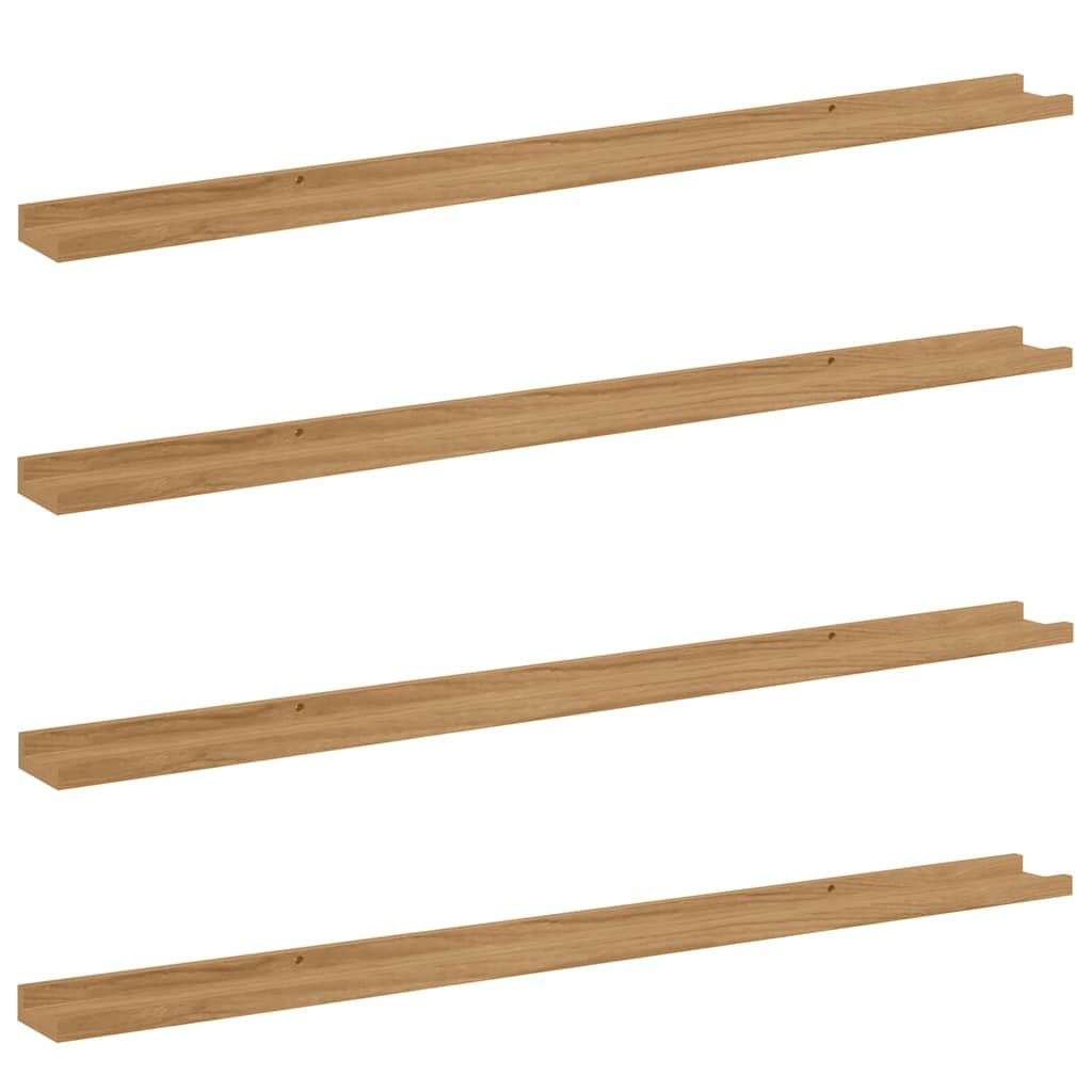 Vägg hylla 4 st Brun 115 x 9 x 3 cm Konstruerat trä