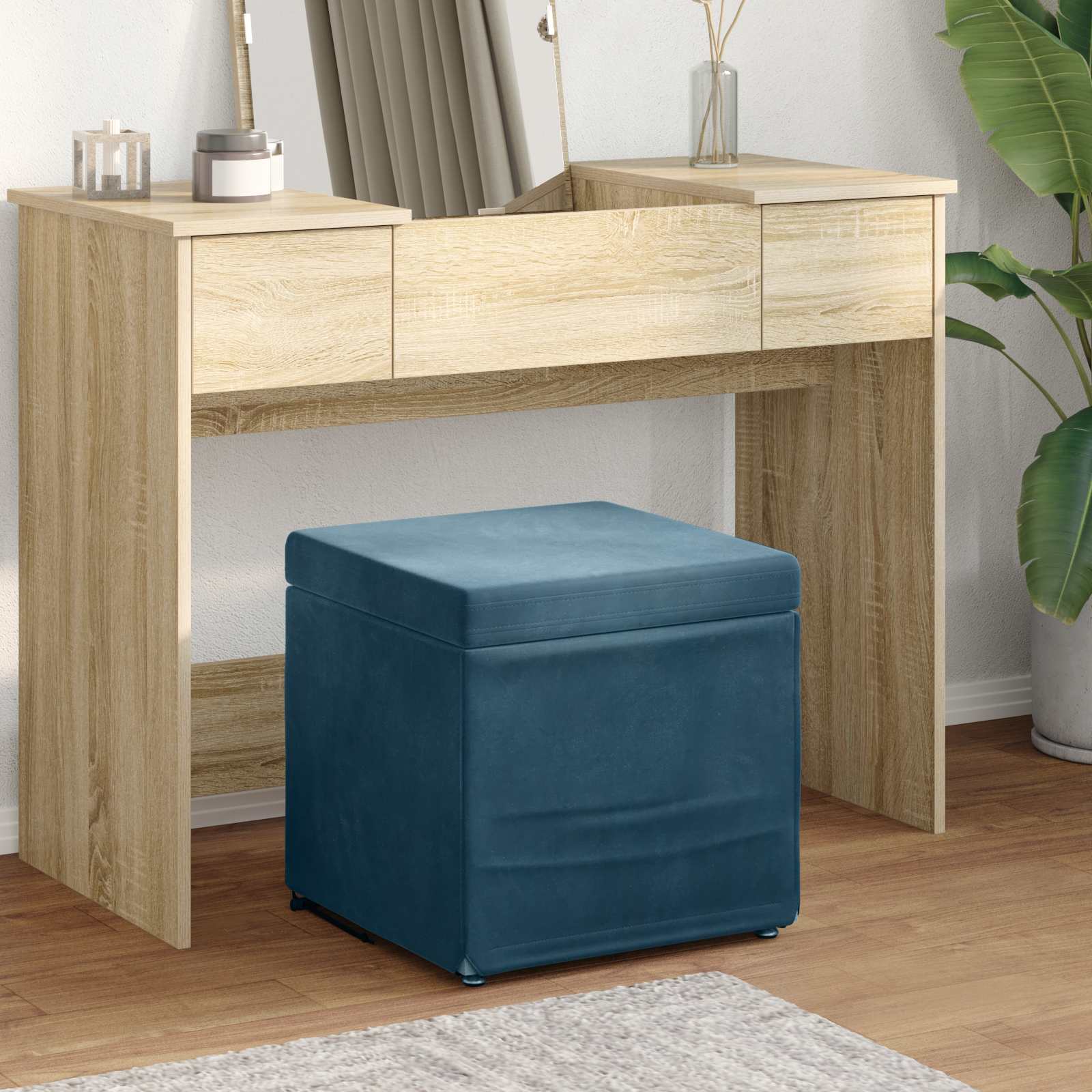 Pall Blå 41 x 41 x 40 cm Sammet och konstruerat trä