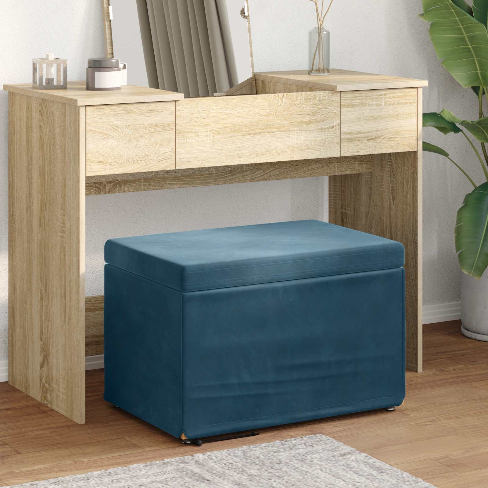 Pall Blå 61 x 41 x 40 cm Sammet och konstruerat trä
