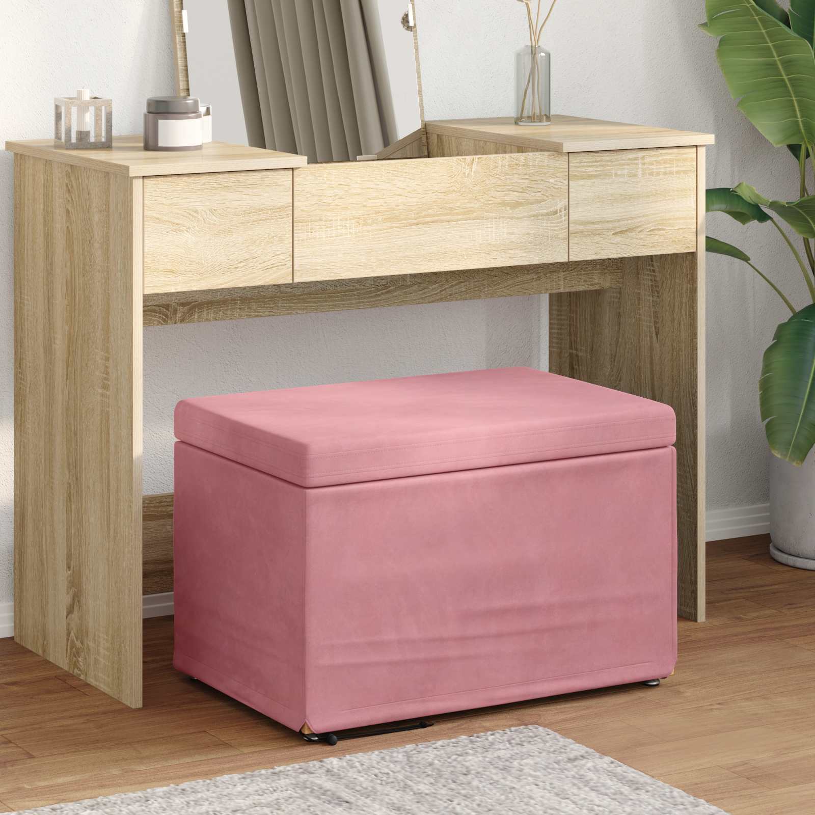 Pall Rosa 61 x 41 x 40 cm Sammet och konstruerat trä