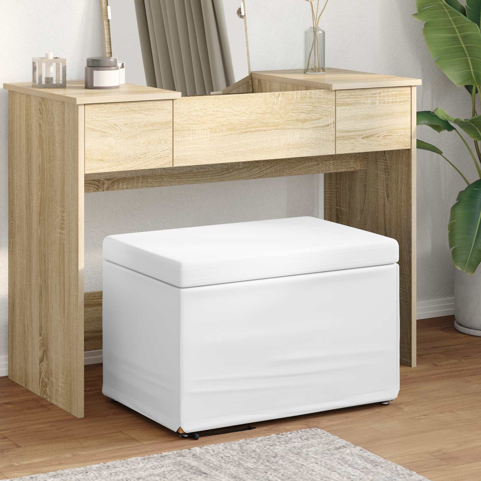 Pall Vit 61 x 41 x 40 cm Konstläder och konstruerat trä