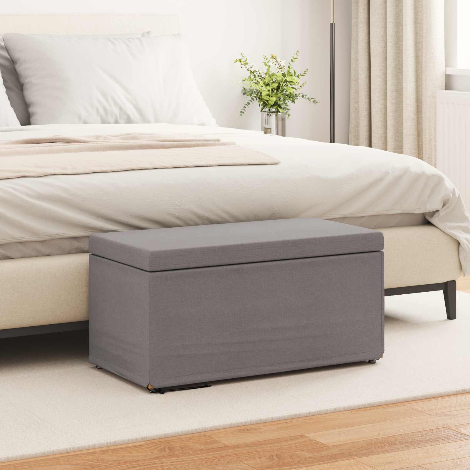 Pall Taupe 81 x 41 x 40 cm Tyg och Konstruerat Trä