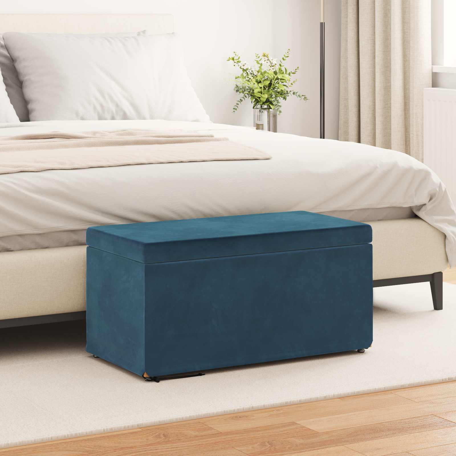 Pall Blå 81 x 41 x 40 cm Sammet och konstruerat trä