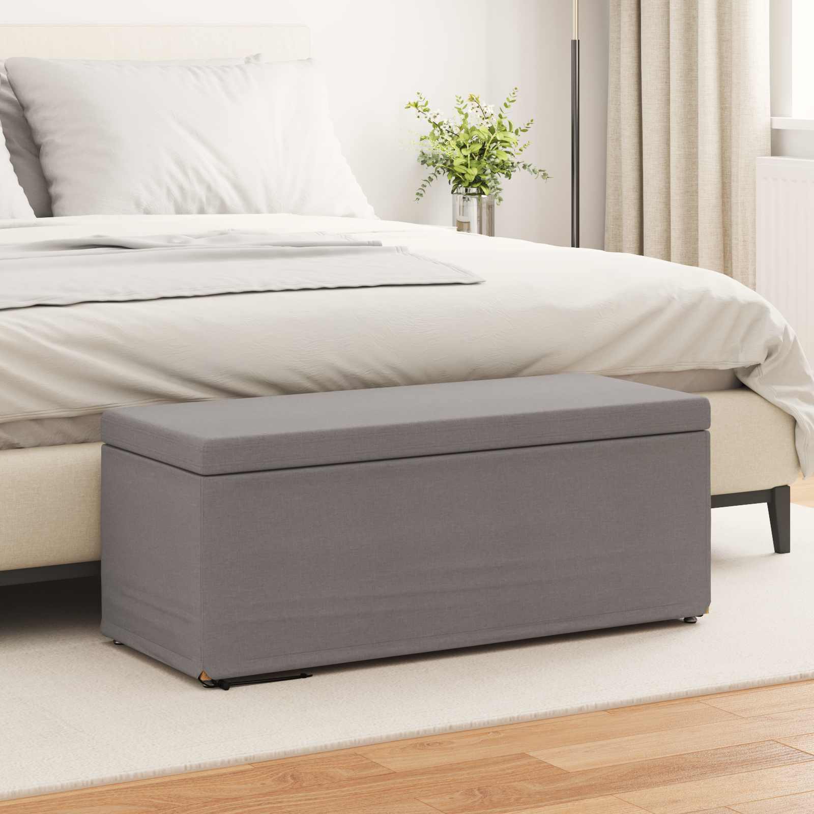 Pall Taupe 101 x 41 x 40 cm Tyg och Konstruerat Trä